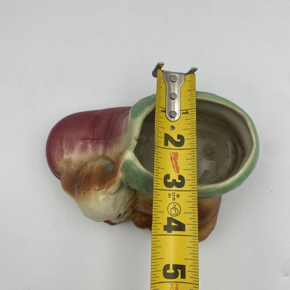 Vintage Shawnee Pottery Cat Kitten Curled Up With Boot Shoe Planter Red Green - Picture 6 of 7